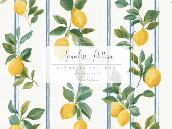 Download Lemon Seamless Pattern with Stripes PNG - Premium Resources