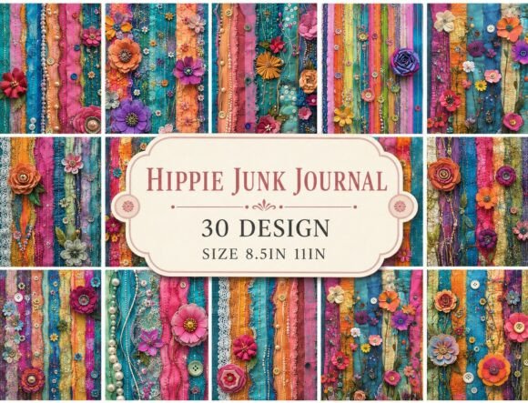 Download Vintage Boho Textile Collage Papers - Boho Collection