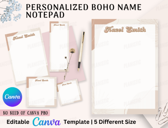 Download Personalized Boho Editable Name Notepad - Boho Collection